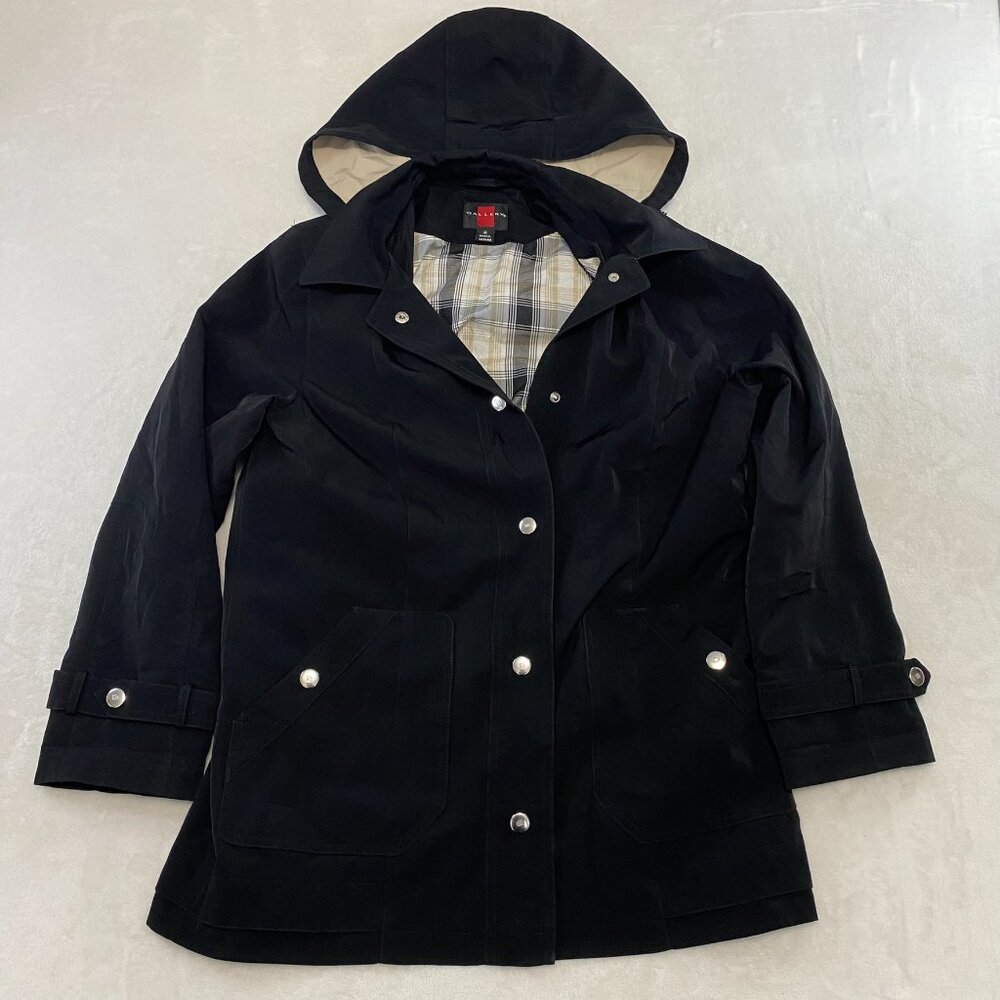Gallery Plaid Lined Jacket Coat Women’s Medium Black Snap Up